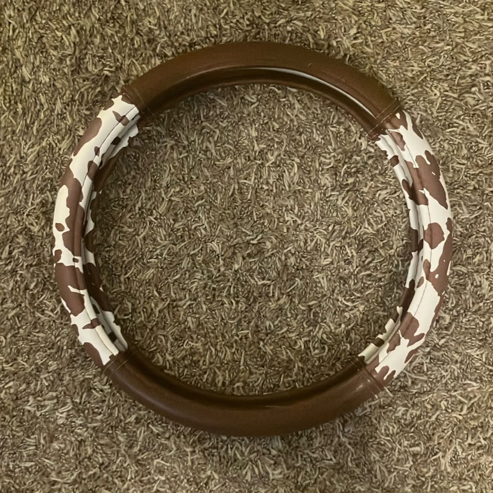 Brown Cow Print Steering Wheel Cover